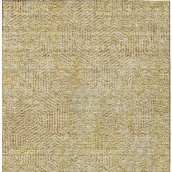 Gold And Beige Geometric Washable Indoor Outdoor Area Rug Photo 8