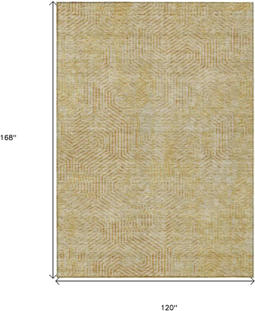 Gold And Beige Geometric Washable Indoor Outdoor Area Rug Photo 8