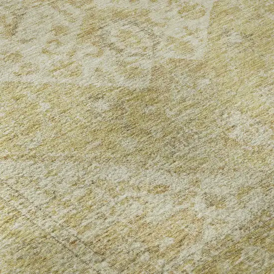 Gold And Beige Medallion Washable Area Rug With UV Protection Photo 9