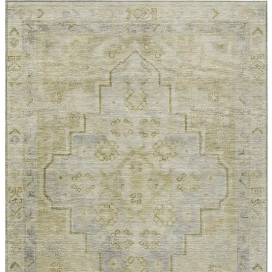 Gold And Beige Medallion Washable Indoor Outdoor Area Rug Photo 3