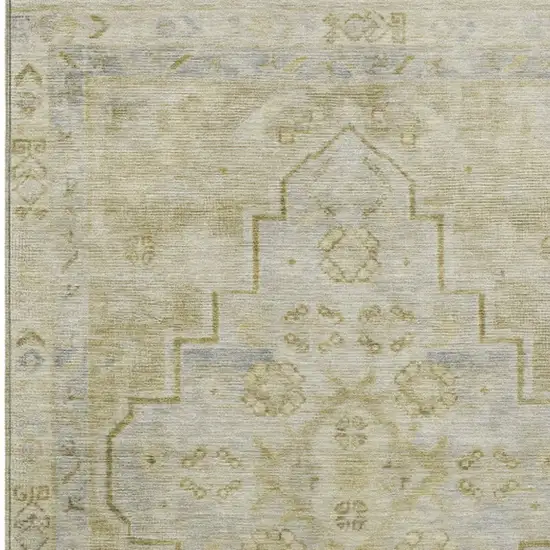 Gold And Beige Medallion Washable Indoor Outdoor Area Rug Photo 8