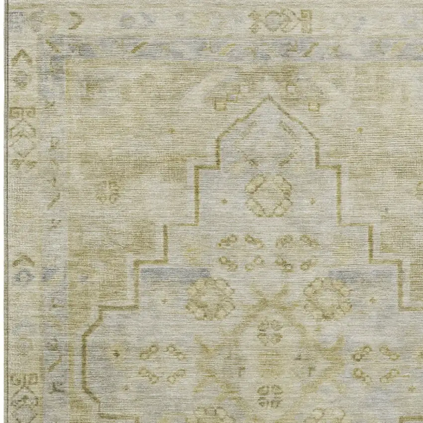 Gold And Beige Medallion Washable Indoor Outdoor Area Rug Photo 8