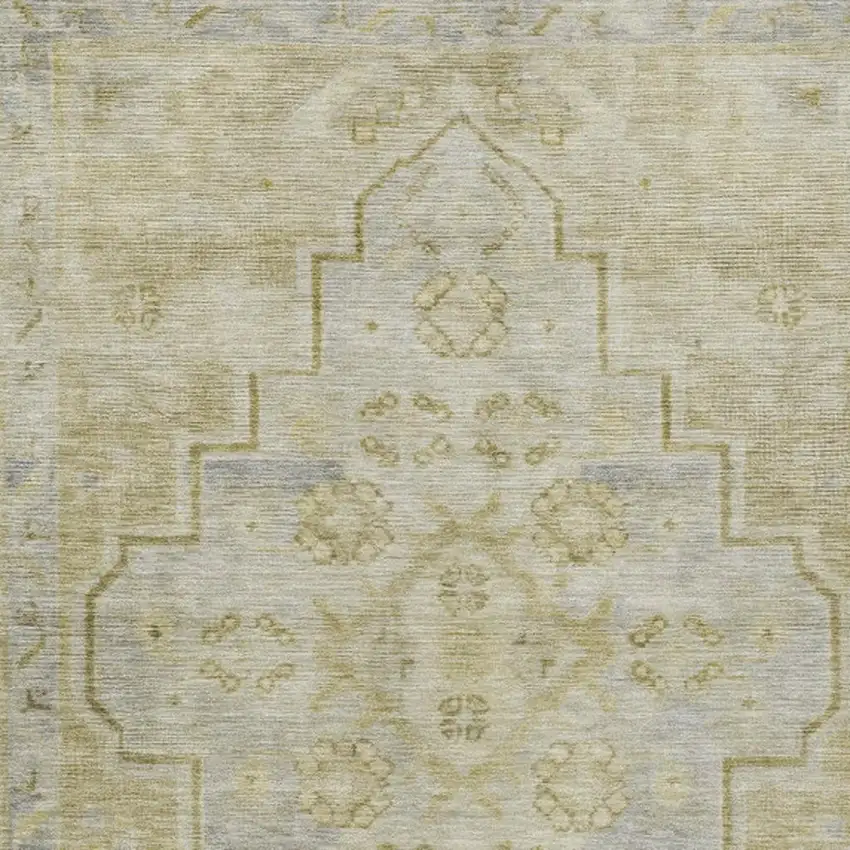 Gold And Beige Medallion Washable Indoor Outdoor Area Rug Photo 3