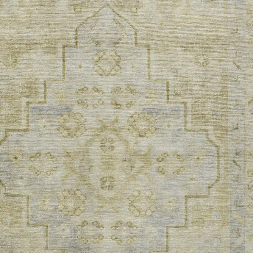 Gold And Beige Medallion Washable Indoor Outdoor Area Rug Photo 8