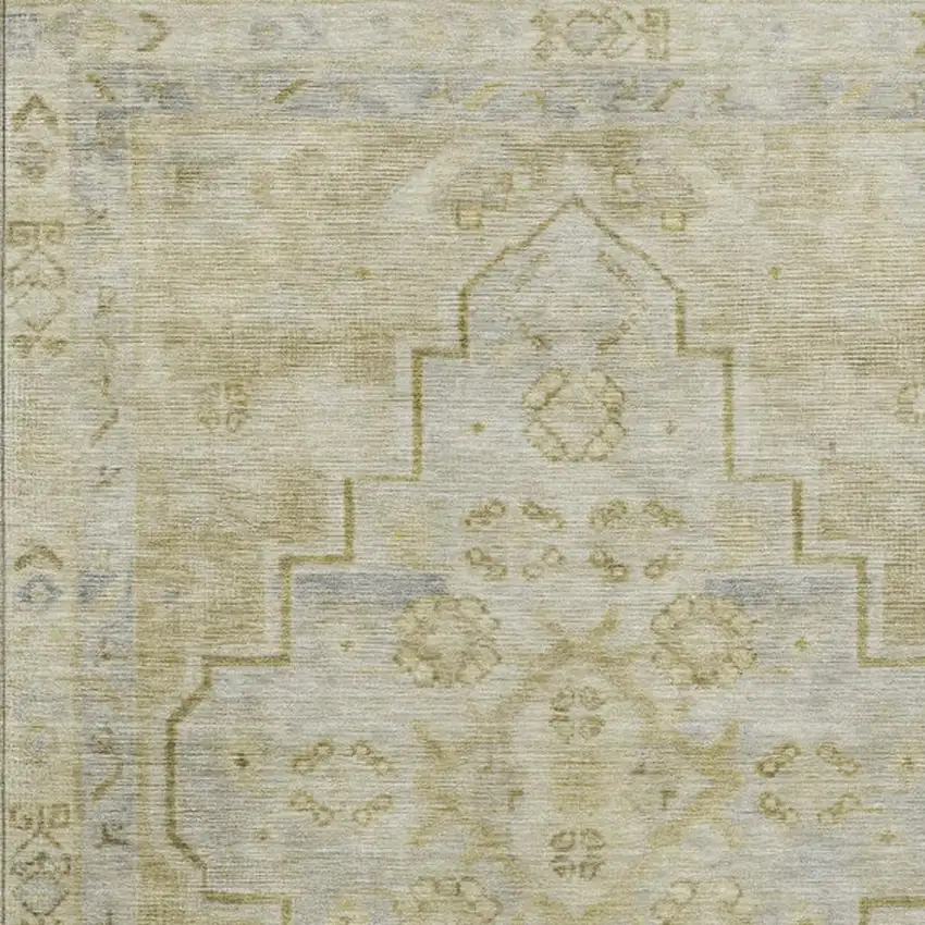 Gold And Beige Medallion Washable Indoor Outdoor Area Rug Photo 8