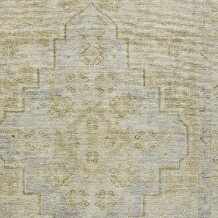 Gold And Beige Medallion Washable Indoor Outdoor Area Rug Photo 3