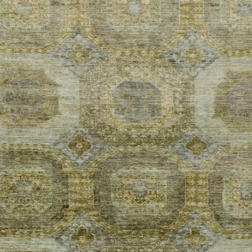 Gold And Beige Medallion Washable Indoor Outdoor Area Rug Photo 4