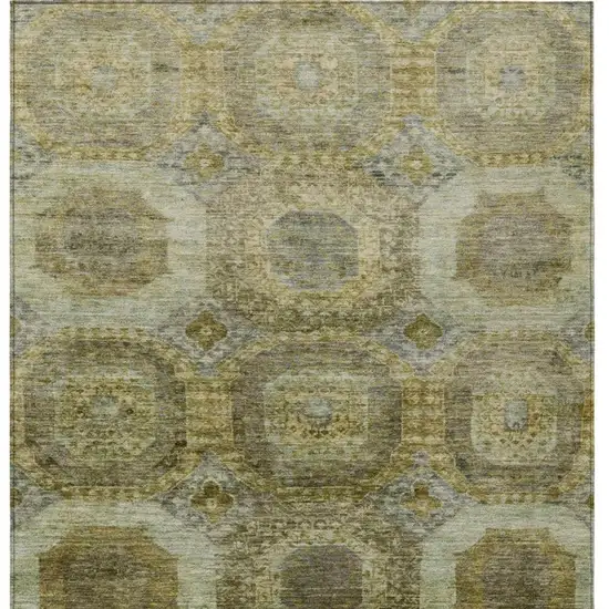 Gold And Beige Medallion Washable Indoor Outdoor Area Rug Photo 4