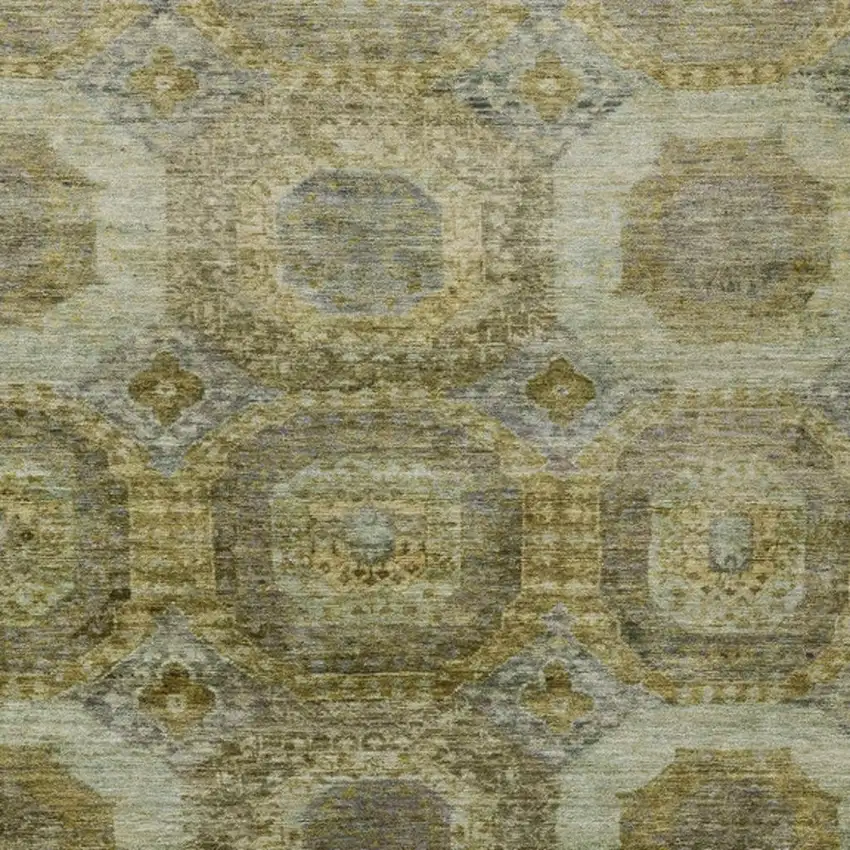 Gold And Beige Medallion Washable Indoor Outdoor Area Rug Photo 3