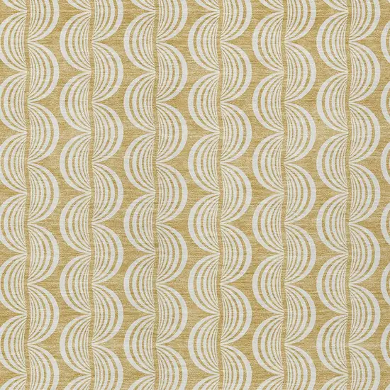 Gold And Beige Ogee Washable Indoor Outdoor Area Rug Photo 5