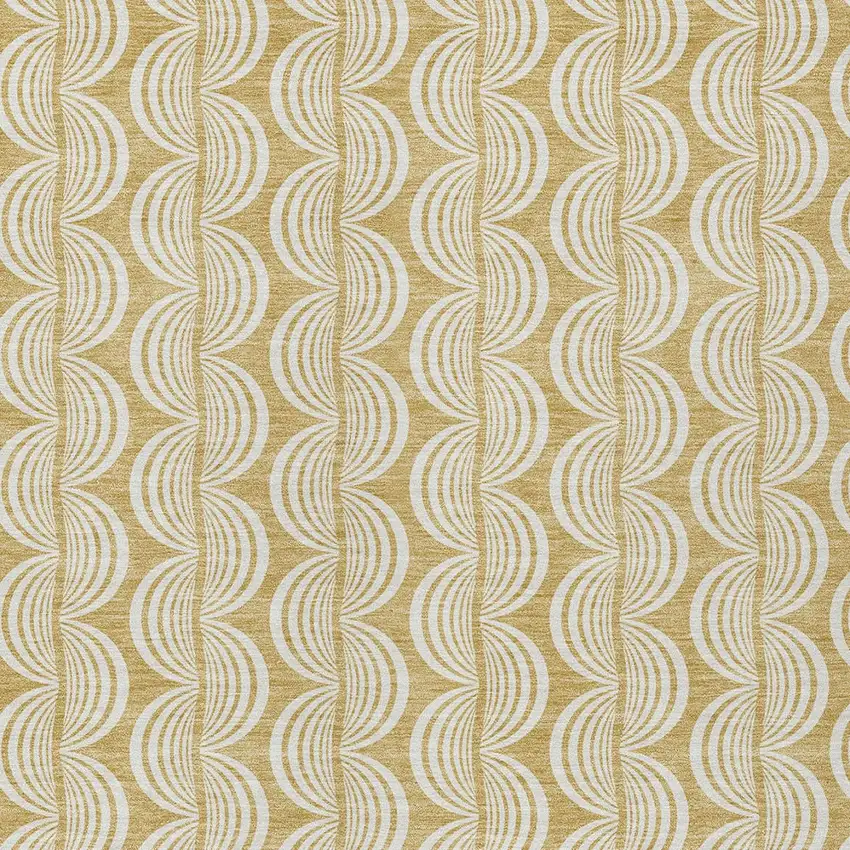 Gold And Beige Ogee Washable Indoor Outdoor Area Rug Photo 5