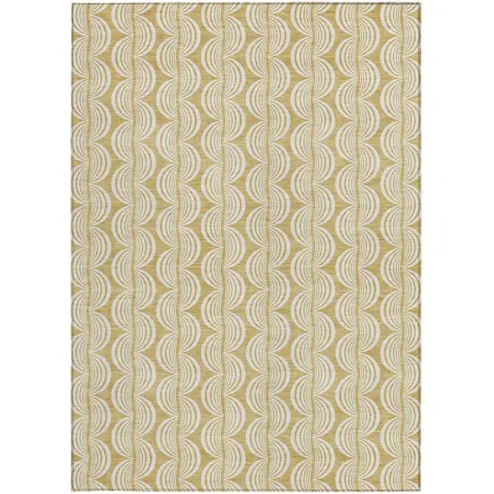 Gold And Beige Ogee Washable Indoor Outdoor Area Rug Photo 6