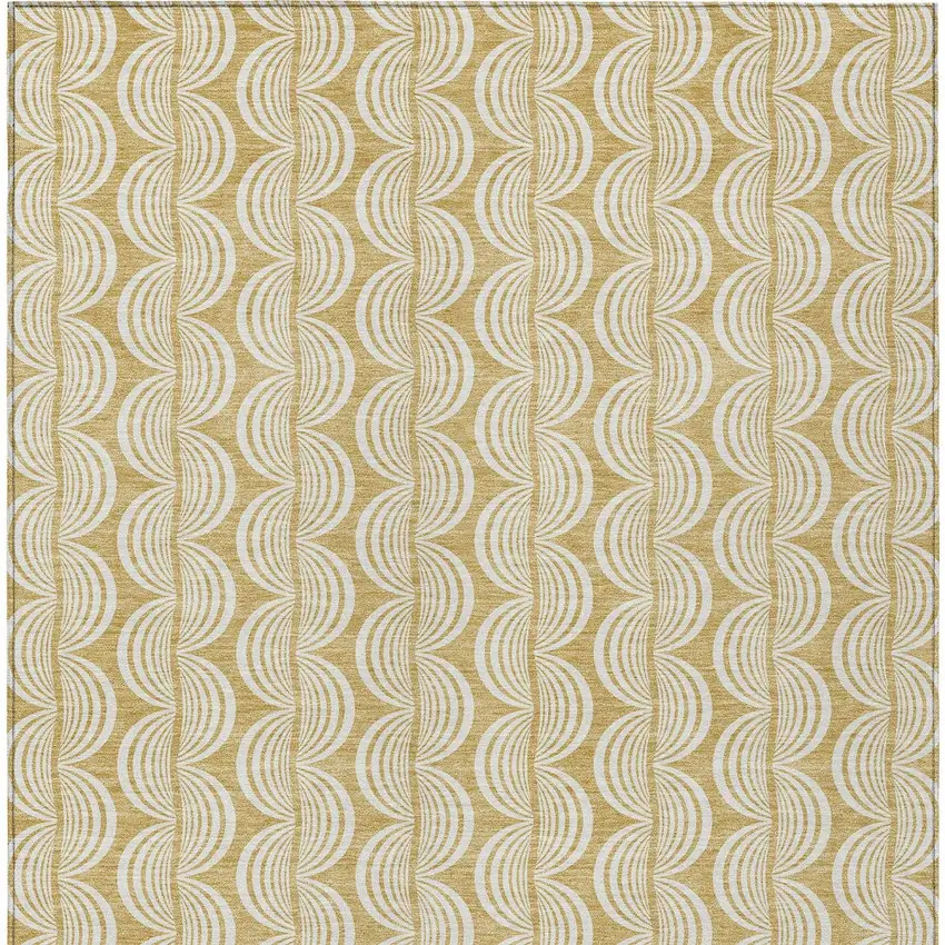 Gold And Beige Ogee Washable Indoor Outdoor Area Rug Photo 5