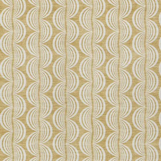 Gold And Beige Ogee Washable Indoor Outdoor Area Rug Photo 5