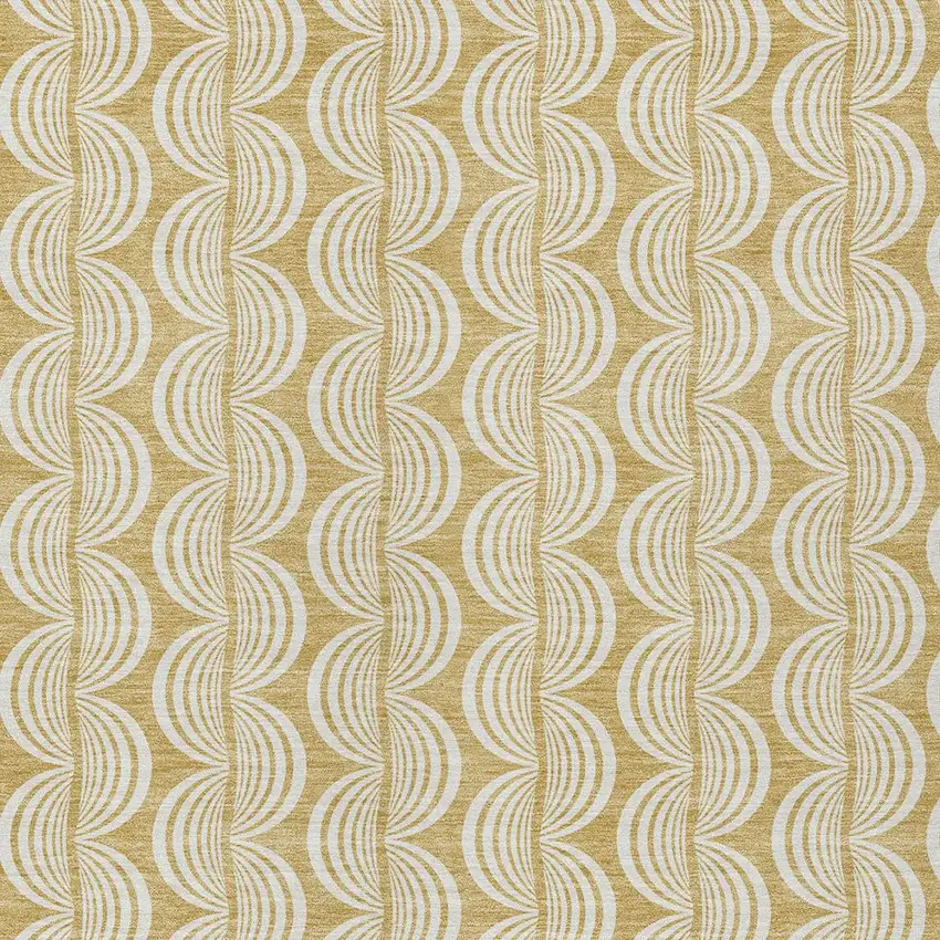 Gold And Beige Ogee Washable Indoor Outdoor Area Rug Photo 5