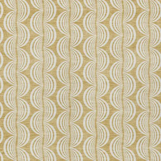 Gold And Beige Ogee Washable Indoor Outdoor Area Rug Photo 5
