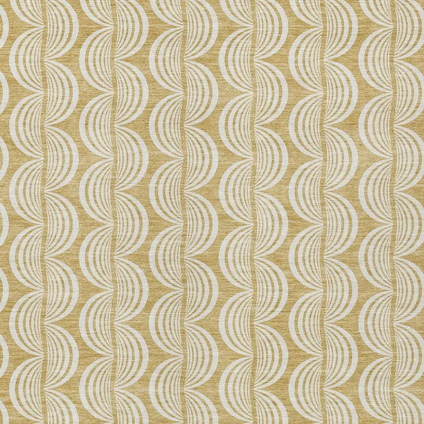 Gold And Beige Ogee Washable Indoor Outdoor Area Rug Photo 5