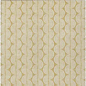 Photo of Gold And Beige Ogee Washable Indoor Outdoor Area Rug