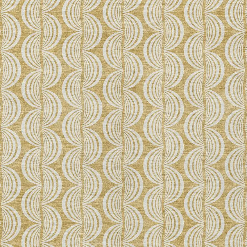 Gold And Beige Ogee Washable Indoor Outdoor Area Rug Photo 5