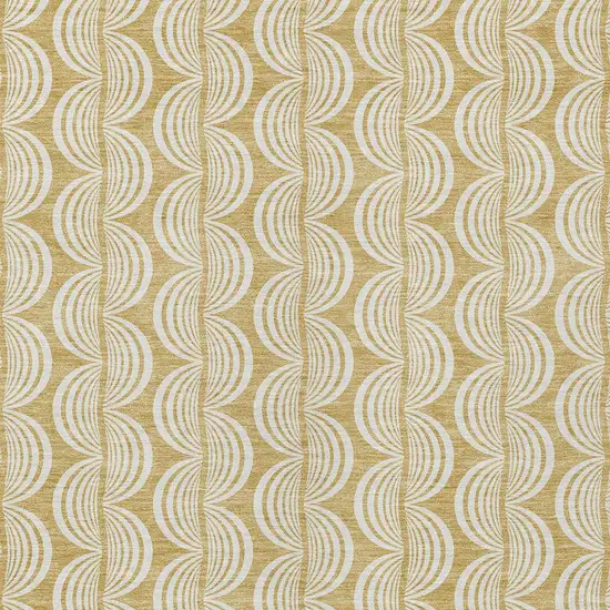 Gold And Beige Ogee Washable Indoor Outdoor Area Rug Photo 5