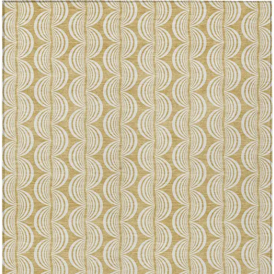 Gold And Beige Ogee Washable Indoor Outdoor Area Rug Photo 6