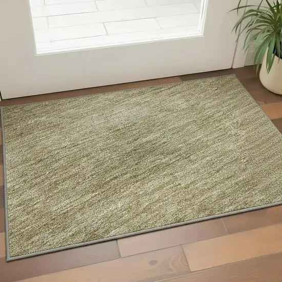 Gold And Beige Ombre Washable Area Rug With UV Protection Photo 2