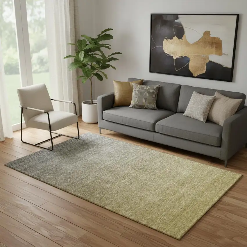 Gold And Beige Ombre Washable Area Rug With UV Protection Photo 1