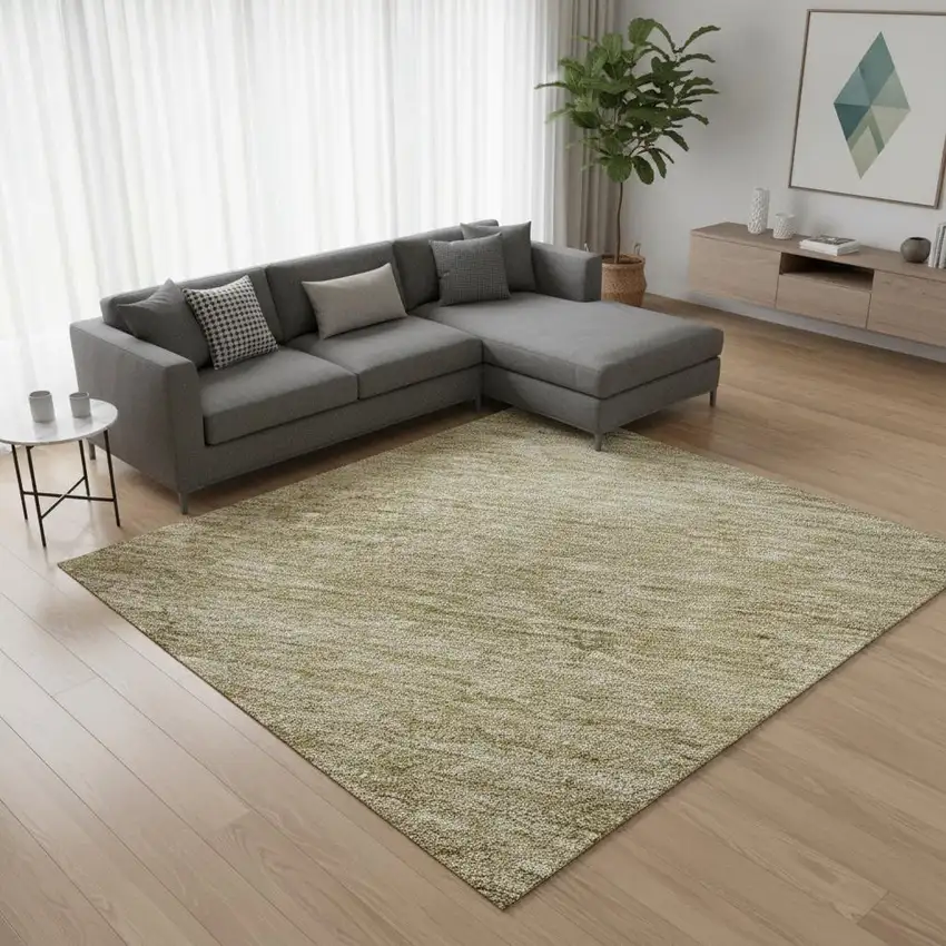 Gold And Beige Ombre Washable Area Rug With UV Protection Photo 2