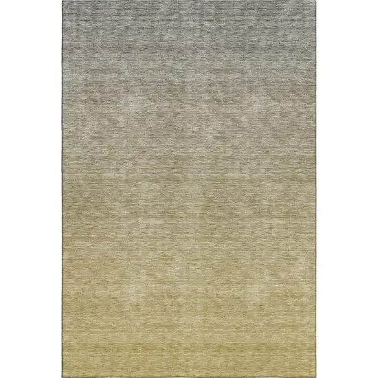 Gold And Beige Ombre Washable Area Rug With UV Protection Photo 6