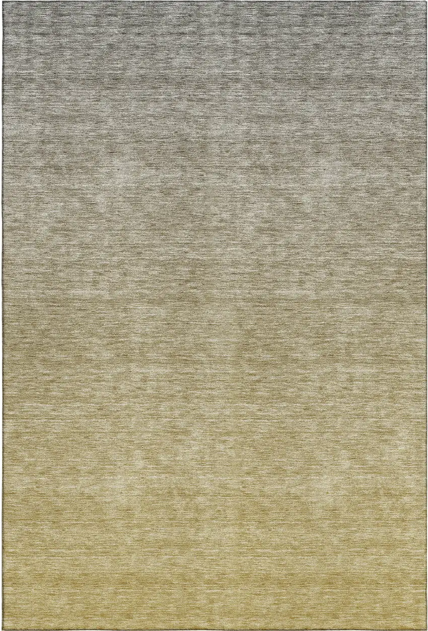 Gold And Beige Ombre Washable Area Rug With UV Protection Photo 6