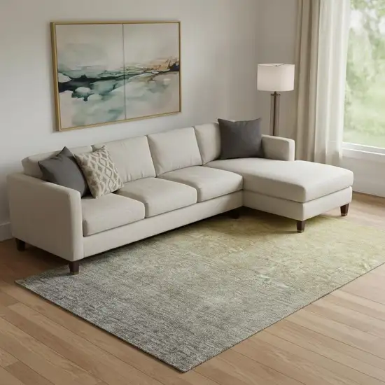 Gold And Beige Ombre Washable Area Rug With UV Protection Photo 2