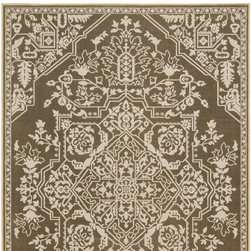 Gold And Beige Oriental Area Rug Photo 9