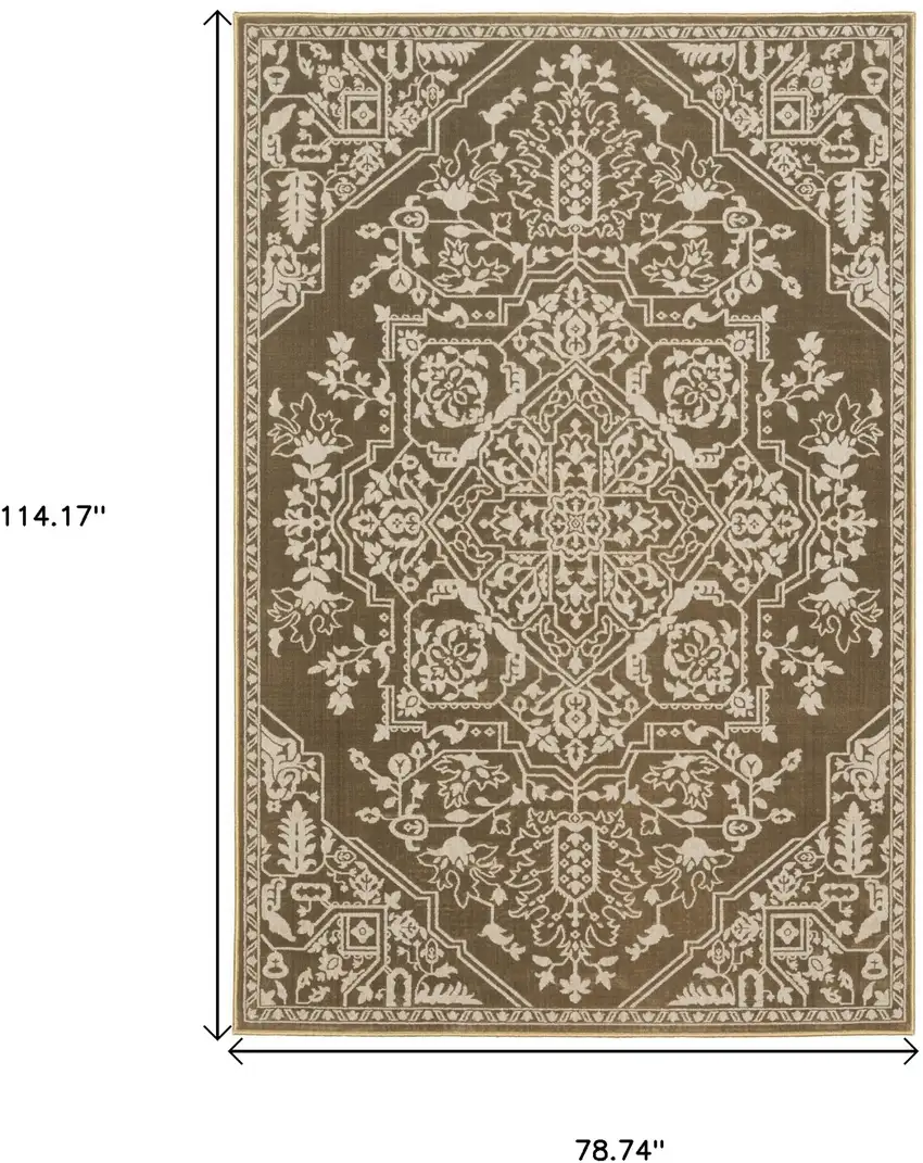 Gold And Beige Oriental Area Rug Photo 3