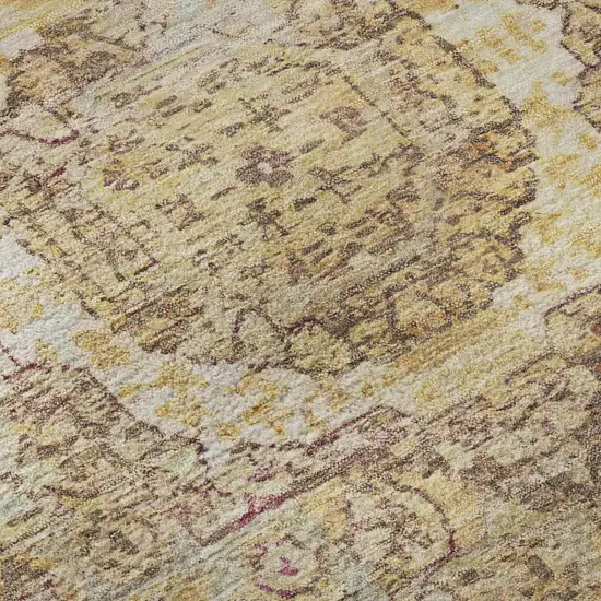 Gold And Beige Oriental Washable Area Rug With UV Protection Photo 9