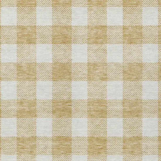 Gold And Beige Plaid Washable Indoor Outdoor Area Rug Photo 6
