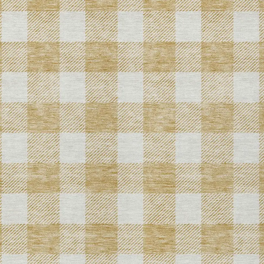 Gold And Beige Plaid Washable Indoor Outdoor Area Rug Photo 6