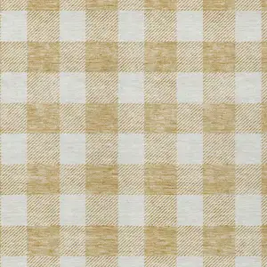 Photo of Gold And Beige Plaid Washable Indoor Outdoor Area Rug