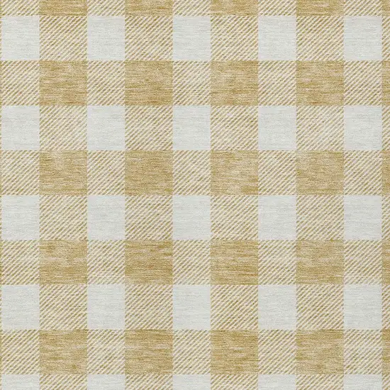 Gold And Beige Plaid Washable Indoor Outdoor Area Rug Photo 6