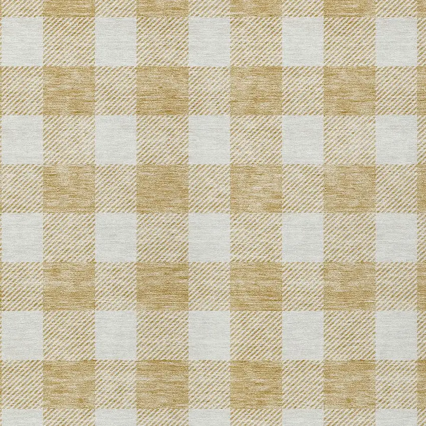Gold And Beige Plaid Washable Indoor Outdoor Area Rug Photo 6