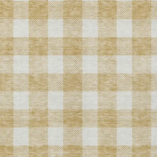 Gold And Beige Plaid Washable Indoor Outdoor Area Rug Photo 6