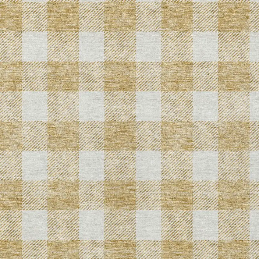 Gold And Beige Plaid Washable Indoor Outdoor Area Rug Photo 6
