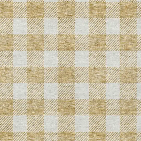 Gold And Beige Plaid Washable Indoor Outdoor Area Rug Photo 6