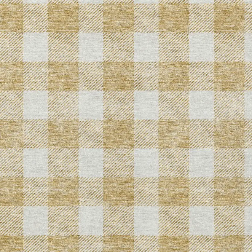 Gold And Beige Plaid Washable Indoor Outdoor Area Rug Photo 6