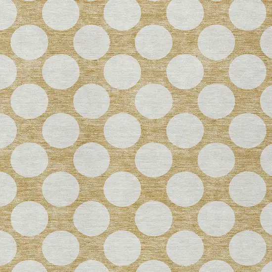 Gold And Beige Polka Dot Washable Indoor Outdoor Area Rug Photo 6