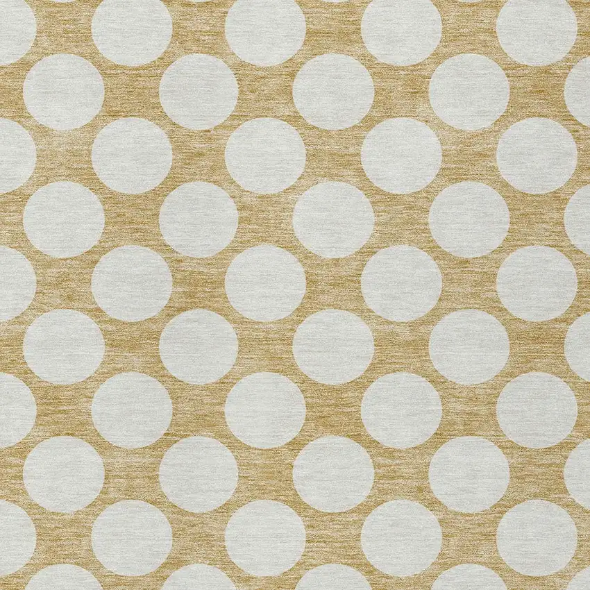 Gold And Beige Polka Dot Washable Indoor Outdoor Area Rug Photo 6