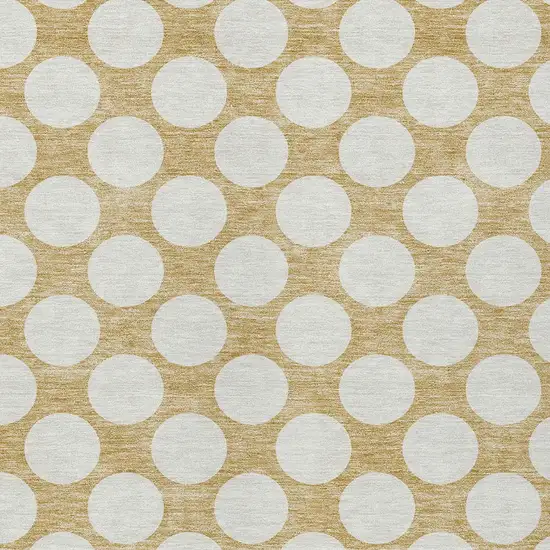 Gold And Beige Polka Dot Washable Indoor Outdoor Area Rug Photo 6