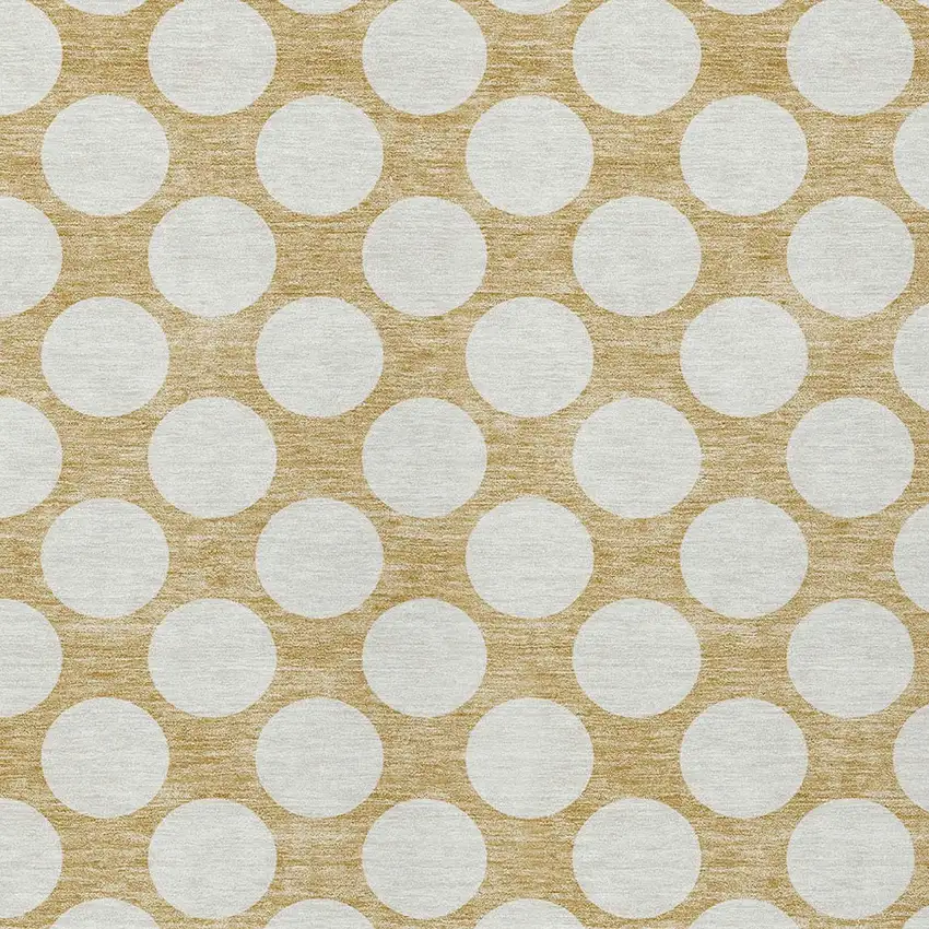 Gold And Beige Polka Dot Washable Indoor Outdoor Area Rug Photo 6