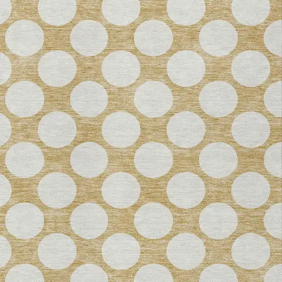 Gold And Beige Polka Dot Washable Indoor Outdoor Area Rug Photo 6