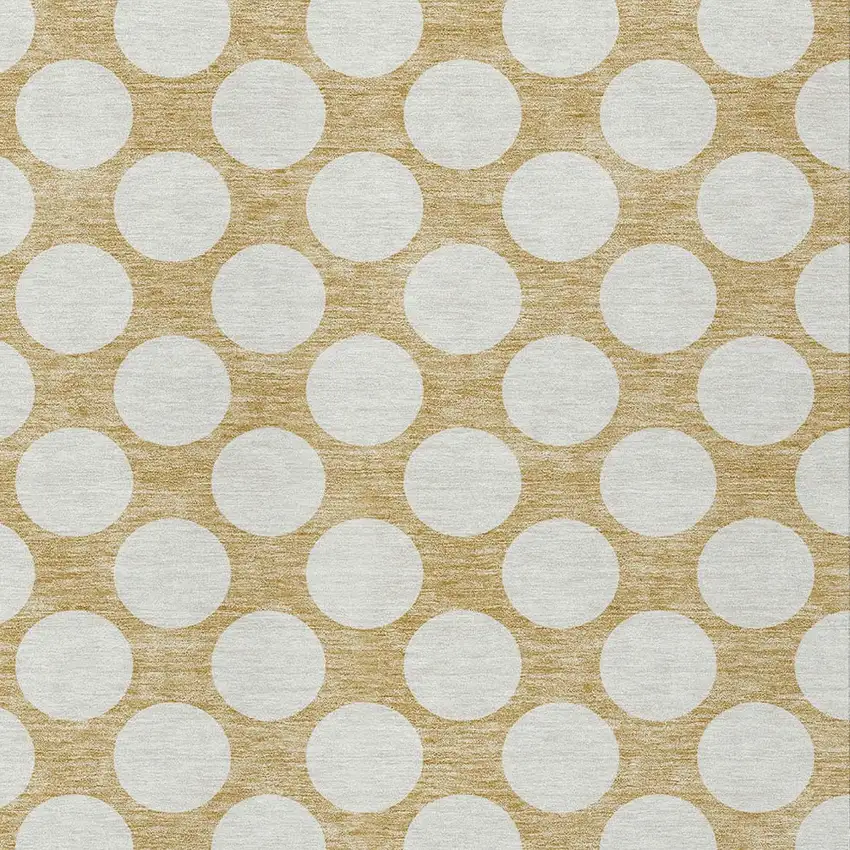 Gold And Beige Polka Dot Washable Indoor Outdoor Area Rug Photo 6