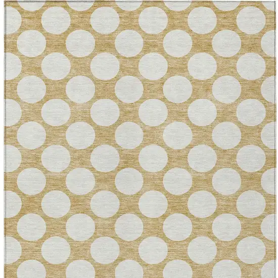 Gold And Beige Polka Dot Washable Indoor Outdoor Area Rug Photo 7